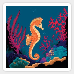 Beautiful Seahorse in Coral Design Sticker